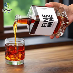 375ml 500ml 750ml Square Empty Flint Glass Bottle Home Bar Liquid Storage <strong>Containers</strong> Square Clear <strong>Wine</strong> Bottles With Cork - Product Image 3
