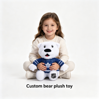 Peluche Ours Polaire Personnalisée en Gros pour Équipe, Jouet en Peluche Ours Polaire Blanc avec Logo Imprimé, Jouets en Peluche Ours Polaire
