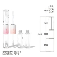 Contenant de maquillage vide personnalisé 2ml*2, tube pour rouge à lèvres liquide et brillant à lèvres, emballage de maquillage OEM de haute qualité, finition brillante