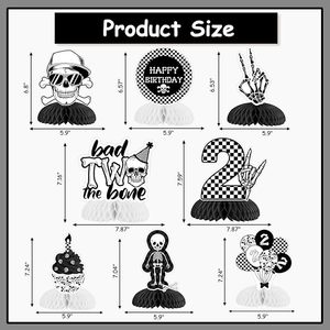8 pièces Décorations d'anniversaire <span class=keywords><strong>Bad</strong></span> Two the Bone Centre de table nid d'abeille <span class=keywords><strong>Bad</strong></span> Two the Bone Décoration Rock and Roll pour le 2ème anniversaire - Product Image 4