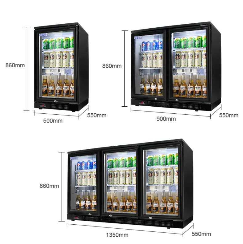 البيرة شريط الثلاجة عرض الزجاج باب مزدوج ثلاجة تجارية