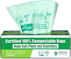100% bolsas de basura compostables, 2,6 galones, 100 unidades, extra gruesas, 0,71 mil - Product Image 2