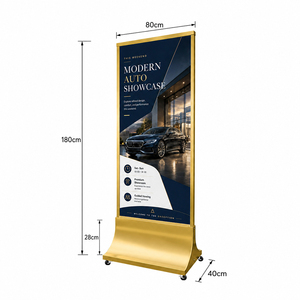 Support d'affichage mobile en <span class=keywords><strong>titane</strong></span> doré avec roulettes 80*180cm, support de signalisation commercial sur pied pour hall d'accueil et commerce de détail - Product Image 2