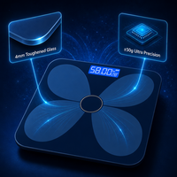 Báscula Digital Inteligente con Bluetooth, Capacidad de 180 kg, Báscula de Grasa Corporal de Vidrio Templado, Báscula Electrónica para Baño, Dispositivo Personal para Medir el Peso Corporal