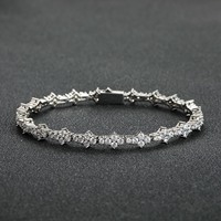 Bracelet Tennis Trèfle à Quatre Feuilles Iced Out 5A CZ, Sertissage à Griffes, Zircon Cubique, Laiton, Bijou Porte-Bonheur Hip Hop pour Femmes et Hommes