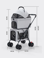 Poussette pliable de luxe légère à quatre roues pour chien, double couche, en ABS écologique, réglable, pour le transport d'animaux de compagnie