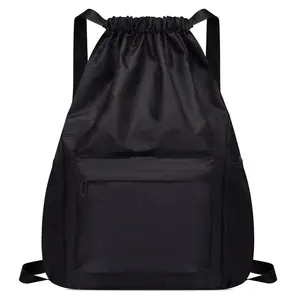 Popular Factory Customize Logo Oxford Gym Price Strong Backpack Bag Black Drawstring Backpack