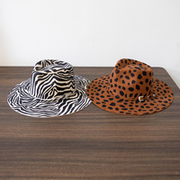 Nouvelle Arrivée 2026 – Chapeau Fedora Décontracté Tendance à Large Bord de 9 cm en 100% Laine avec Détail Métallique, Imprimé Léopard, Idéal pour Fêtes en Extérieur – Chapeau Jazz
