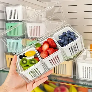 Reusable Kitchen Organizer with 3 Grids Plastic Food <b>Storage</b> <b>Container</b> for Garlic Onion Pepper Fruit Vegetable Drain Basket - Product Image 1