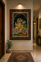 Картина Pattachitra с изображением Шивы, сидящего с Парамити, иногда просто называемая Шива-Парамити, для интерьера гостиной.
