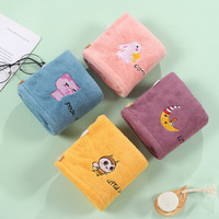 LONGREN Bonnet de bain triangulaire en polaire corail épaissi, super absorbant, avec broderie de dessin animé et bordure en velours coupé pour adulte