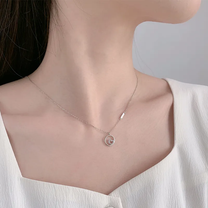 Nieuwe 925 Sterling Zilveren Schelp Hartvormige Valentijnsdag Cadeau High-End Sieraden Ketting Voor Vrouwen