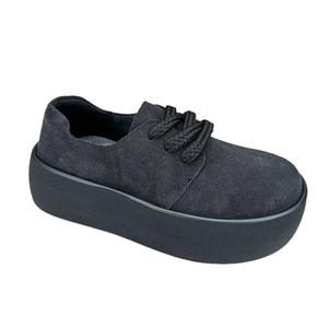 รองเท้าส้นตึกสไตล์เรโทรหนังกลับสำหรับผู้หญิงรุ่นใหม่ปี 2025 รองเท้าลำลองเสริมส้นพื้นหนา สไตล์อังกฤษ หัวมน - Product Image 4