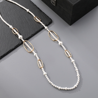 Collier TongLing vintage en alliage avec imitation perle, maillons ovales creux plaqués or, chaîne réglable, bijou de mode pour femme, idéal pour les fêtes et cadeaux