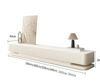 Ensemble meuble TV et table basse modernes et durables avec cadre en bois et plateau en dalle de roche blanche pour salon