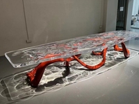 Haut de gamme platine cristal acrylique ruban volant Table à thé meubles de salle à manger de luxe maison hôtel conférence époxy Table à manger