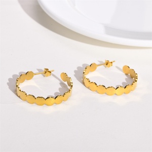 Fashion <b>Fine</b> Jewelry <b>Earring</b> 18k Gold Plated Link Hoop <b>Earrings</b> for Wedding Gift - Product Image 5