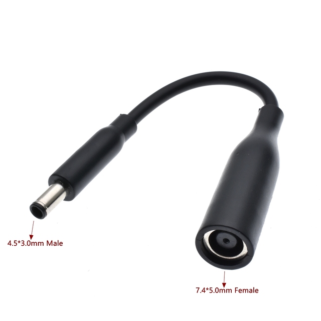 DC Power Cord Cable Charger Laptop Adapter 7.4*5.0mm Female to 4.5*3.0mm Central Pin Male Plug Connector for Dell Laptop