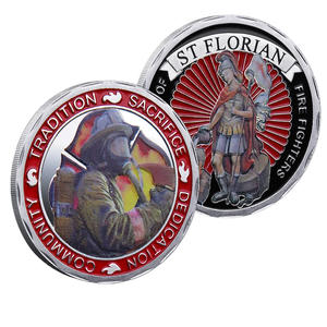 Moneta Commemorativa in Metallo di San Floriano Vigilante dei Pompieri, Souvenir a Tema Tradizione e Dedizione - Product Image 4