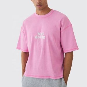 เสื้อยืด2025ทรงหลวมผ้าคอตตอน100% โครงผ้าฝ้ายสำหรับผู้ชายเสื้อยืดครอปลายตัวอักษรแนวสตรีท - Product Image 1