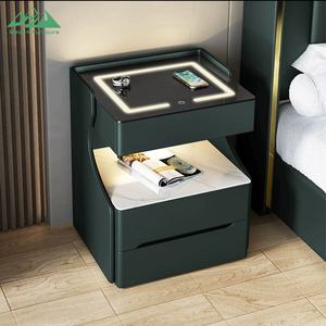 โต๊ะข้างเตียงอัจฉริยะสุดหรู Wayon พร้อมท็อปชาร์จไร้สาย LED โต๊ะข้างเตียงทันสมัย 3 ชั้น พร้อมที่เก็บของลายหินอ่อน - Product Image 5