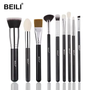 BEILI goat hair makeup brushes beauty supplier angled eyebrow and eyelash Nano wool fiber Powder blender flat Liquid foundation