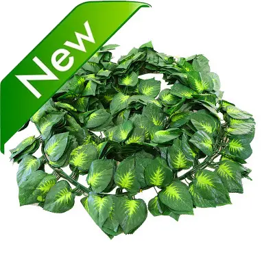 12 PACK 72 Green leaves Faux Greenery Garland Hanging Plastic Grape Artificial Ivy Plants Vine For Wedding Wall Decor SENMASINE