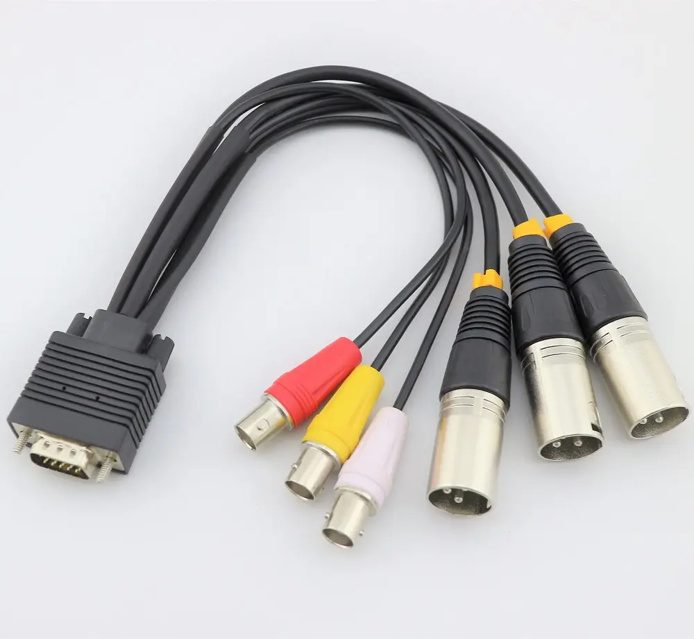 สายอะแดปเตอร์แปลงสัญญาณ Rca Av,15 Pin Vga Svga เป็น4ขาวิดีโอ3ขาอะแดปเตอร์สายแปลงสัญญาณสำหรับพีซีสายสัญญาณเสียง XLR ตัวเมีย/ตัวผู้เป็น D-SUB 9ขา