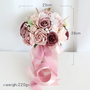Bellissimo Bouquet da Sposa in Seta con Rose Artificiali, Fiore Portatile per Foto, per Interni/Esterni, Transfrontaliero - Product Image 6
