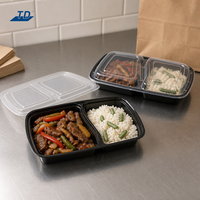 Contenants alimentaires empilables en PP sans BPA à 2 compartiments avec couvercle, 32 oz, pour vente en gros, compatibles micro-ondes, congélateur et lave-vaisselle