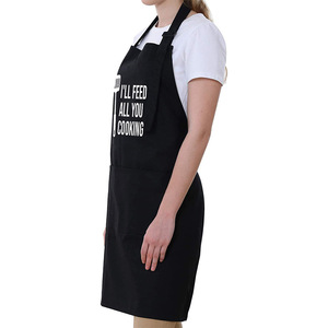 Divertente Grembiule da Chef Nero 'I'LL FEED ALL YOU', Regolabile per BBQ e Cucina, con Tasche, Accessori per Grigliate - Product Image 3