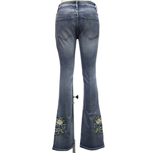 Vaqueros acampanados personalizados para mujer, pantalones florales de cintura alta, pantalones ajustados con bordado, pantalones azules lavados - Product Image 3