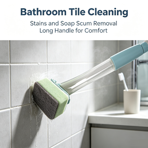 Long Handle Sponge <b>Scrub</b> <b>Brush</b> Soap Dispenser Dishwashing Cleaner for Kitchen Pot Pan Sink - Product Image 4