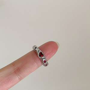 Nouvelle bague en zircon sept couleurs, décoration pour les mains des femmes, tendance douce, anneaux en zircon ouverts réglables en forme de cœur pour les filles - Product Image 6