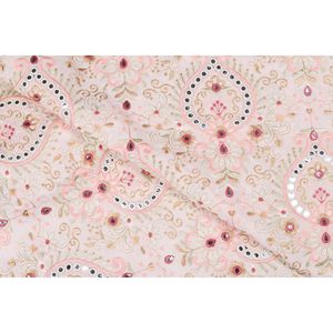 Tissu d'organza brodé Triloki multicolore 1,44 pouce, transparent, pour robes de mariée et artisanat, vendu au mètre - Product Image 3