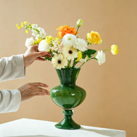 Vase en verre Fenton vert rétro français vintage, design dentelle ondulée, vase à fleurs, ornement esthétique pour la maison