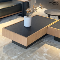 Table basse en bois moderne de luxe NORYA avec tiroir, table à thé rectangulaire en bois pour le salon