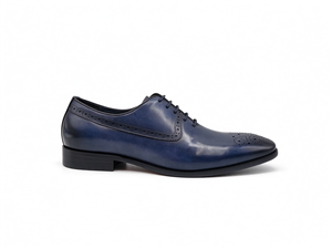 Chaussures habillées en cuir pour hommes, style brogue, bleu dégradé, à lacets, bout pointu, pour mariage et bureau, doublure en peau de porc, semelle - Product Image 4