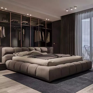 ODM/OEM Luxury Modern Queen King Bed Frame Velvet Gold Nai head Trim <span class=keywords><strong>letto</strong></span> imbottito con ala progettata - Product Image 5