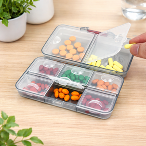 Organisateur de pilules transparent à 6 compartiments, étui de voyage, fermeture sécurisée, tri facile pour les vitamines et les pilules - Product Image 1