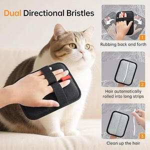 Pet Hair Removal Gloves <b>Black</b> <b>Cloth</b> Square Comb Lint Remover For Pets - Product Image 3