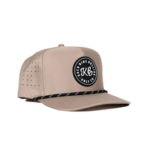 Casquette de baseball de sport personnalisée en popeline dobby couleur or rose, 5 panneaux, avec étiquette adhésive perforée au laser, pour le golf et les sports