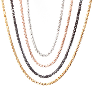 Collier chaîne en <span class=keywords><strong>acier</strong></span> <span class=keywords><strong>inoxydable</strong></span> 316L plaqué PVD or 18 carats argent pendentif Hiphop collier noir pour hommes <span class=keywords><strong>bijoux</strong></span> - Product Image 2