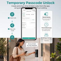 Cerradura Inteligente SJJ Cloud con Huella Dactilar, Contraseña, Tarjeta y Código para Control por Aplicación, Teclado Táctil, Aleación de Aluminio, Sin Llave