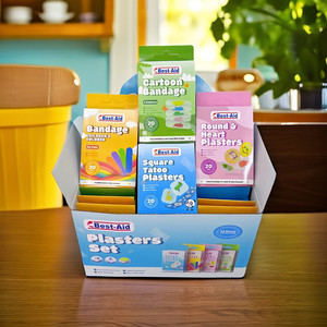 Best-Aid Plasters <b>Set</b> 24 Boxes Children's Bandages Waterproof Breathable Cartoon <b>Square</b> Round Heart Shapes - Product Image 1