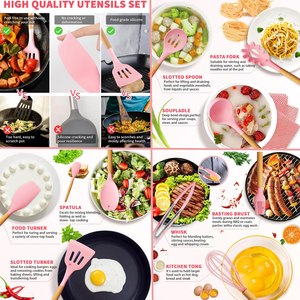 Ensemble d'ustensiles de cuisine populaires : spatule en silicone, louche et ustensiles de cuisson avec support - Product Image 4
