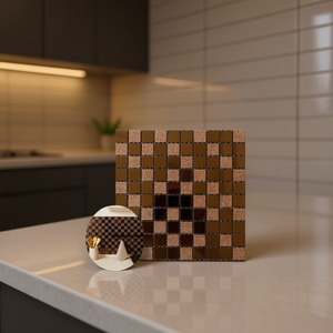 Adesivi per Piastrelle Ilan Autoadesivi 30x30cm, Mosaico Marrone per Decorazione Cucina e Bagno - Product Image 3