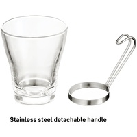 Mug en verre personnalisé avec poignée en acier inoxydable, cadeau d'affaires classique pour le latte, l'eau, le lait, le café, le thé et l'espresso