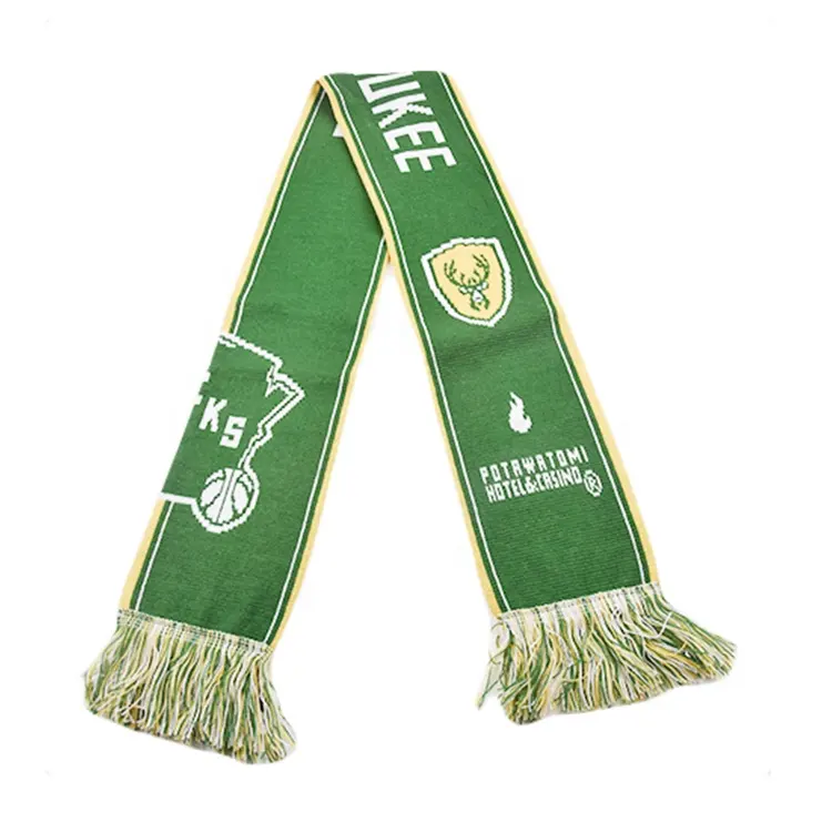 BSCI manufacturer winter oem custom printed acrylic jacquard world football sport club fan scarfs