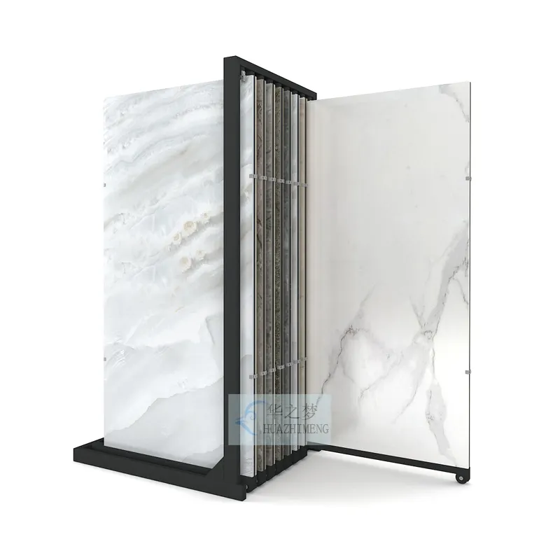 Metal Decorative Tile Display Stands Marble Stone Sliding Display Racks Ceramic Tile Showroom Displays Stand Rack
